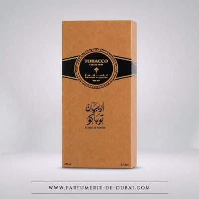 boite Arabian Tobacco – Extrait de parfum de niche mixte (flacon doré 100 ml) – Ibrahim Al Qurashi (IBRAQ)