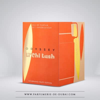 boite Odyssey Li'chi Lush – Eau de parfum féminine (flacon orange 100 ml) – Armaf