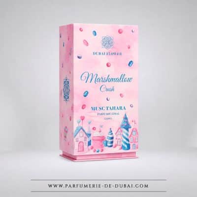 Caixa de perfume Musc Tahara com aroma a Marshmallow Crush – Frasco de 12 ml – Dubai Flower
