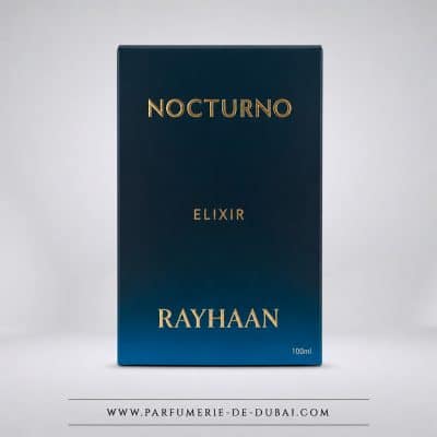 boite Nocturno Elixir – Eau de parfum masculine (flacon bleu 100 ml) – Rayhaan Perfumes