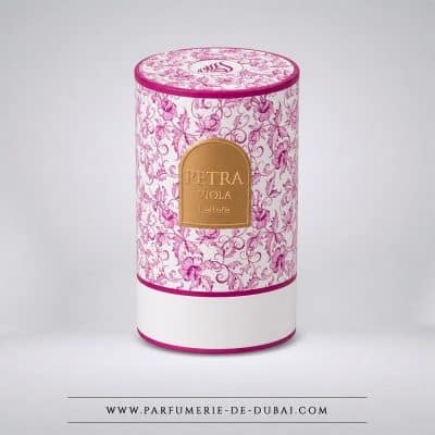 Caja Petra Viola – Agua de perfume para mujer (frasco rosa de 100 ml) – Lattafa