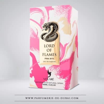 Pink Bite-verpakking (Lord of Flames) – Eau de parfum voor mannen en vrouwen (roze flesje van 100 ml) – Volaré