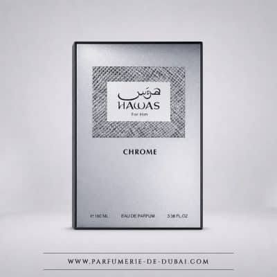 Confezione Hawas Chrome – Eau de parfum da uomo (flacone argentato da 100 ml) – Rasasi