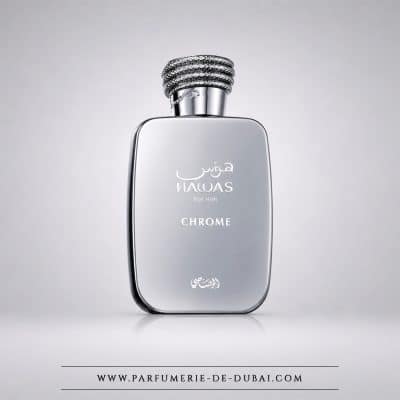 Hawas Chrome For Him – Eau de parfum da uomo (flacone argentato da 100 ml) – Rasasi