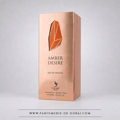 Confezione Amber Desire – Eau de parfum unisex (flacone rosa dorato da 100 ml) – Volaré Privé