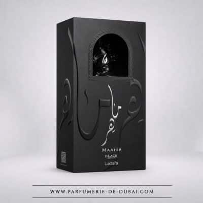 Pudełko Maahir Black Edition – Woda perfumowana dla kobiet i mężczyzn (czarny flakon 100 ml) – Lattafa