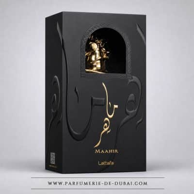 Pudełko Maahir – Woda perfumowana unisex (złoty flakon 100 ml) – Lattafa