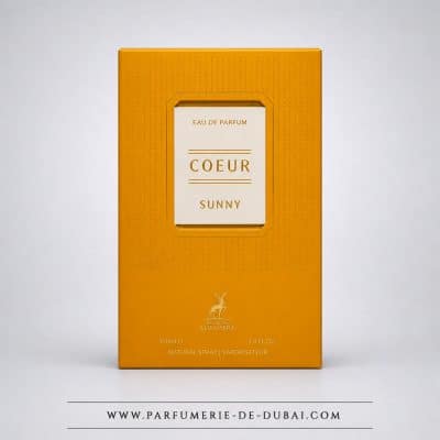 Pudełko „Coeur Sunny” – woda perfumowana dla kobiet i mężczyzn (pomarańczowy flakon 100 ml) – Maison Alhambra
