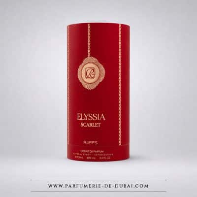 boite Elyssia Scarlet – Extrait de parfum féminin (flacon rouge doré 100 ml) – Riiffs