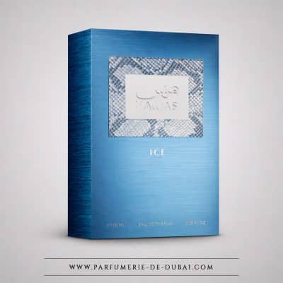 Caja de Hawas Ice for him – Agua de perfume para hombre (frasco azul de 100 ml) – Rasasi