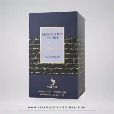 Granatowo-lawendowe pudełko ze złotymi detalami Marvelous Blend Grandeur marki Volaré, 100 ml.