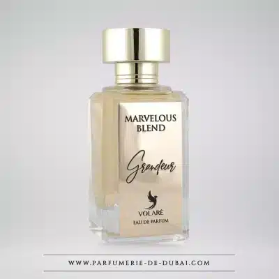 Przezroczysty flakon ze złotymi detalami Marvelous Blend Grandeur marki Volaré, woda perfumowana 100 ml.