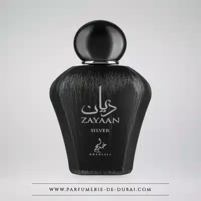 Czarno-srebrny flakon perfum Zayaan Silver marki Khadlaj, 100 ml.