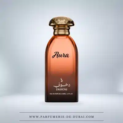 Aura – Eau de parfum unisex (transparant oranjee flacon, 100 ml) – Dkhoon AlEmiratia
