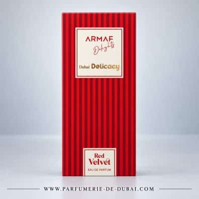scatola Dubai Delicacy Red Velvet, eau de parfum unisex (flacone rosso 70 ml), Armaf