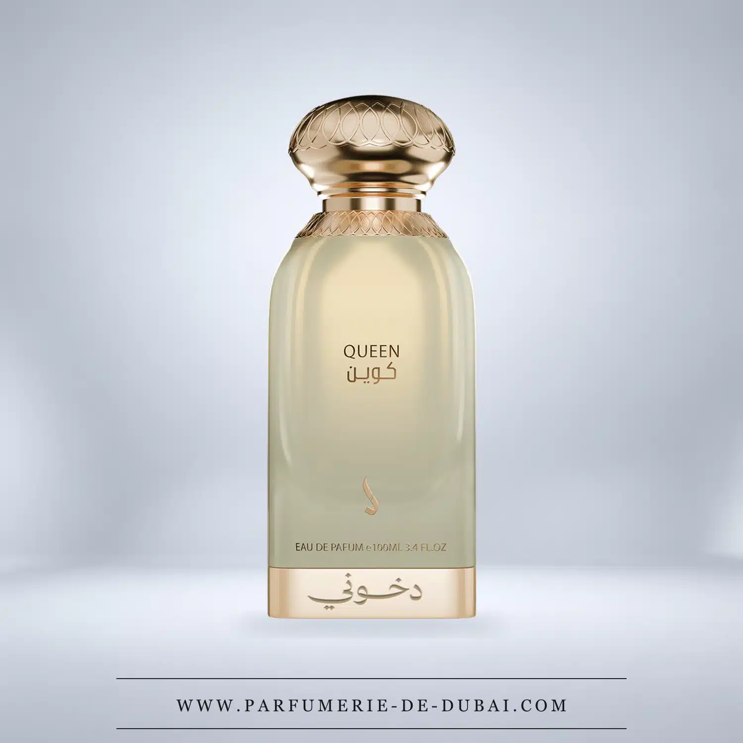 Queen – Eau de Parfum für Damen (transparent goldfarbener Flakon, 100 ml) – Dkhoon AlEmiratia